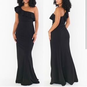 Show Me Your MuMu Black One-Shoulder Ruffle Maxi Dress